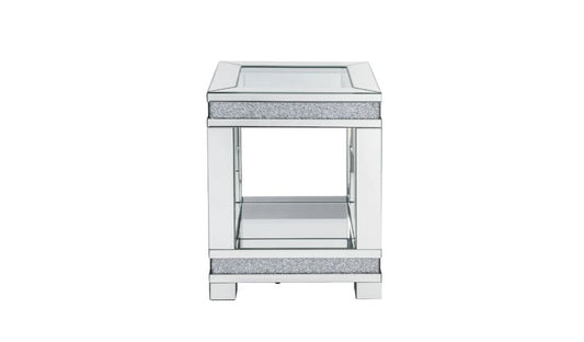 24" Clear Glass And Manufactured Wood Square End Table With Shelf By Homeroots | End Tables | Modishstore