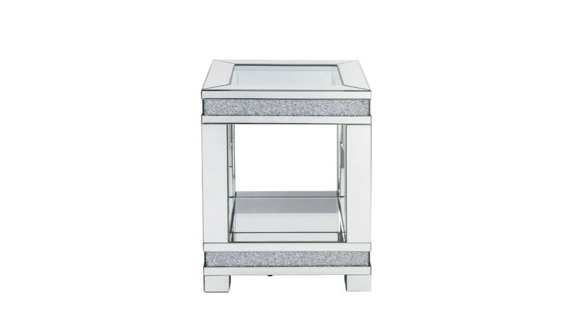 24" Clear Glass And Manufactured Wood Square End Table With Shelf By Homeroots | End Tables | Modishstore