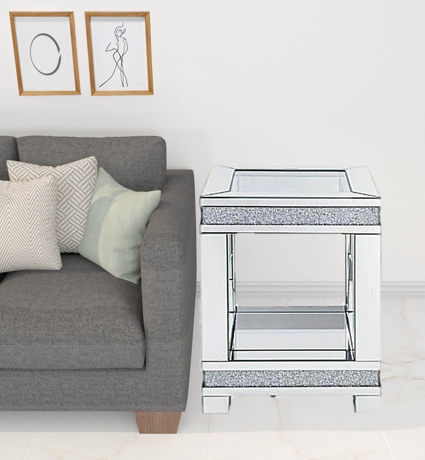 24" Clear Glass And Manufactured Wood Square End Table With Shelf By Homeroots | End Tables | Modishstore - 2