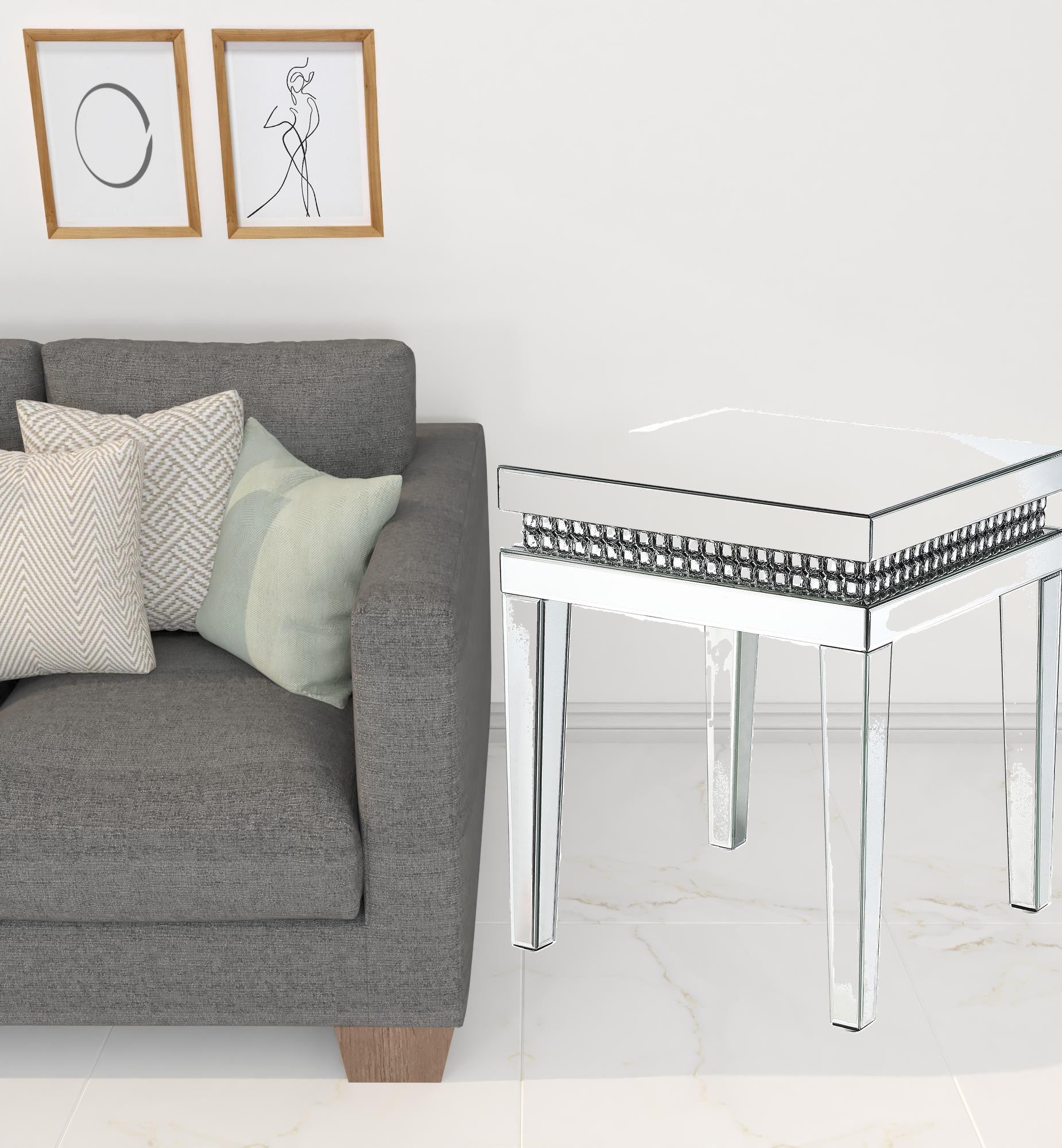 24" Silver Mirrored Square End Table By Homeroots | End Tables | Modishstore - 5