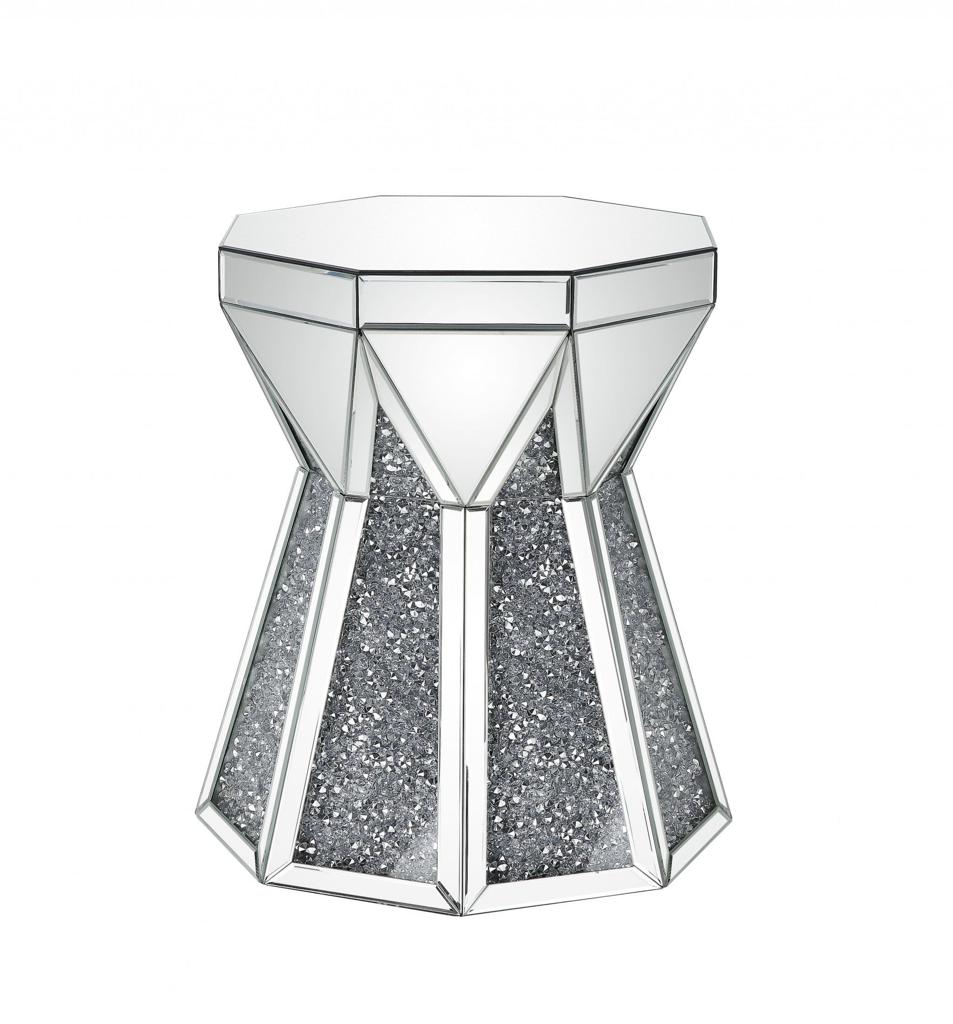 24" Gray And Silver Mirrored Octagon End Table By Homeroots | End Tables | Modishstore