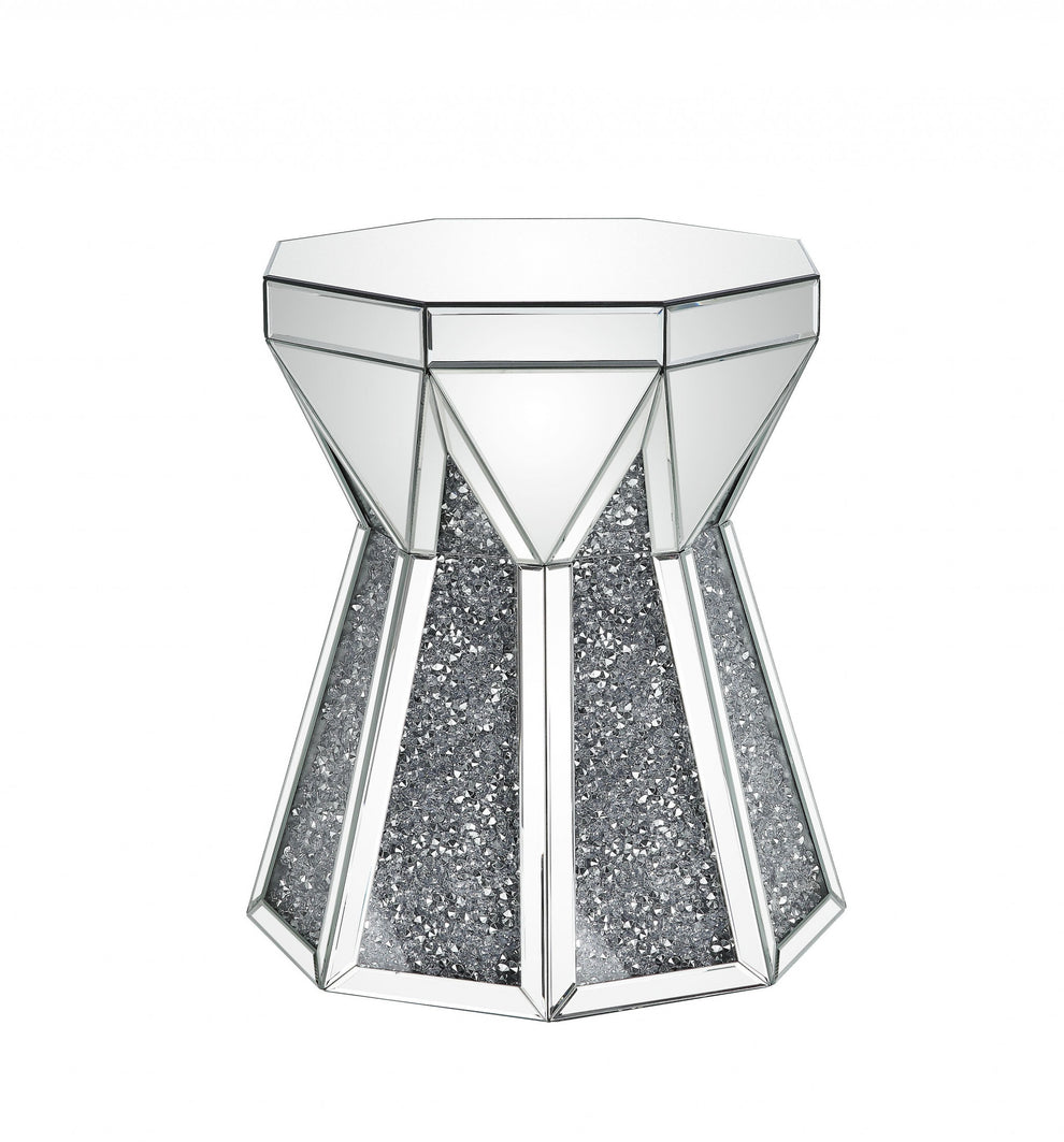 24" Gray And Silver Mirrored Octagon End Table By Homeroots | End Tables | Modishstore - 2