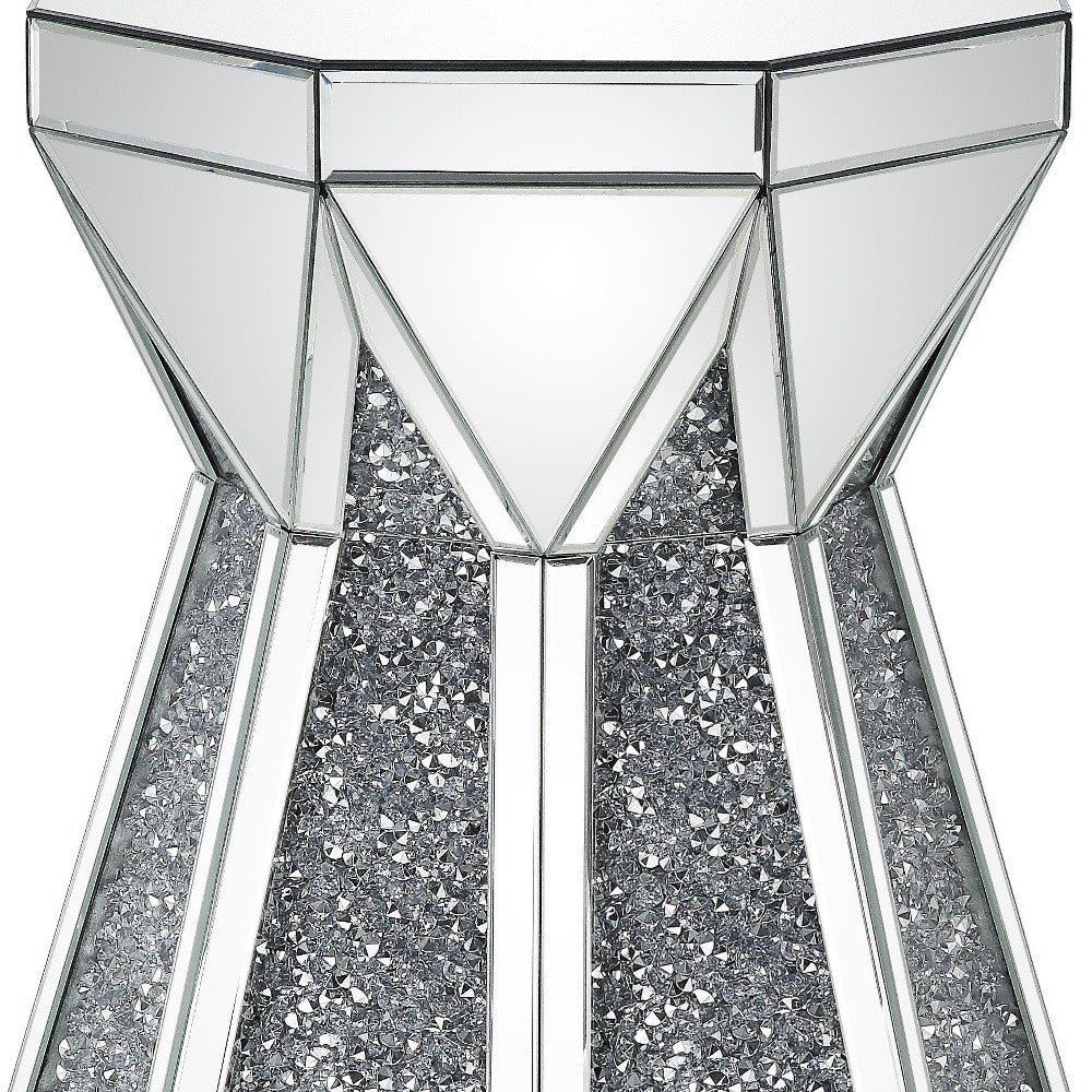 24" Gray And Silver Mirrored Octagon End Table By Homeroots | End Tables | Modishstore - 4