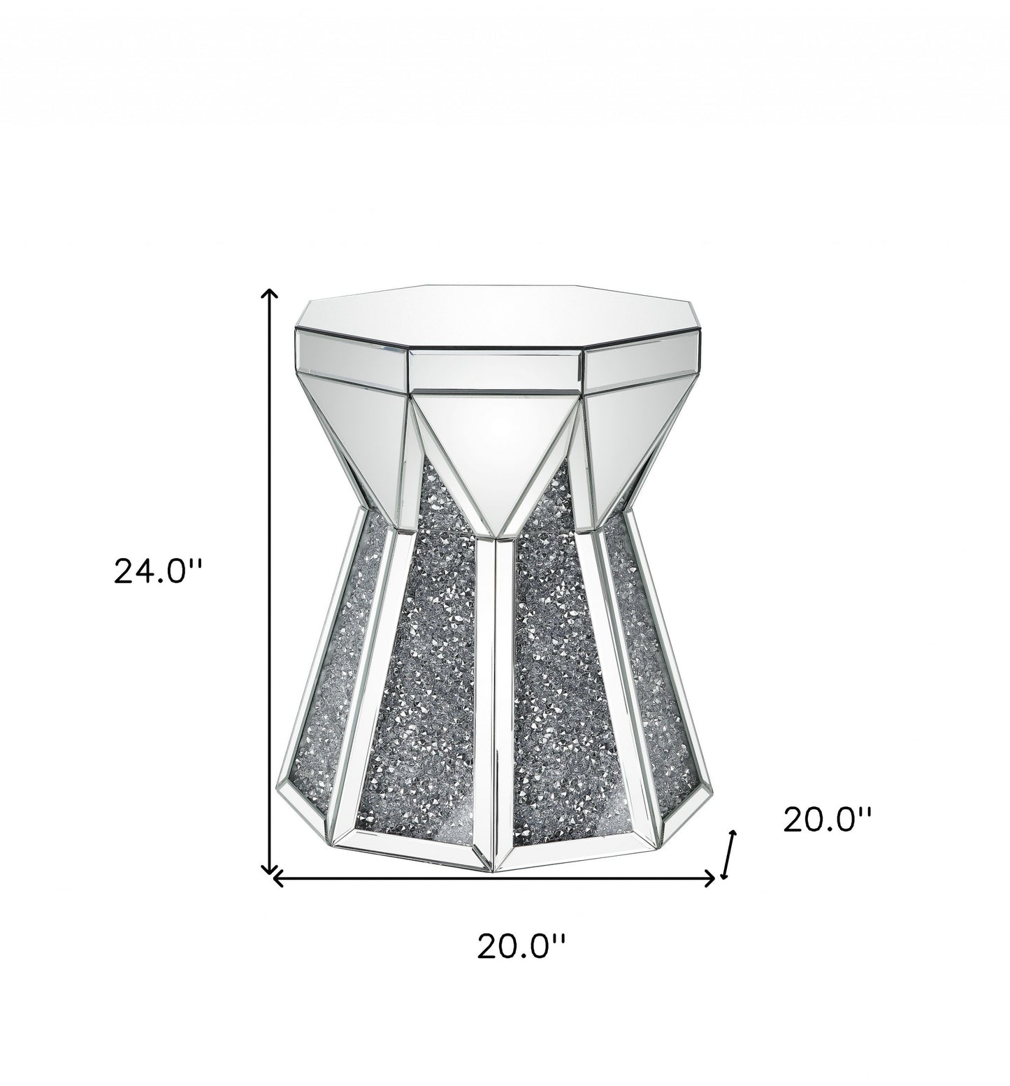 24" Gray And Silver Mirrored Octagon End Table By Homeroots | End Tables | Modishstore - 7