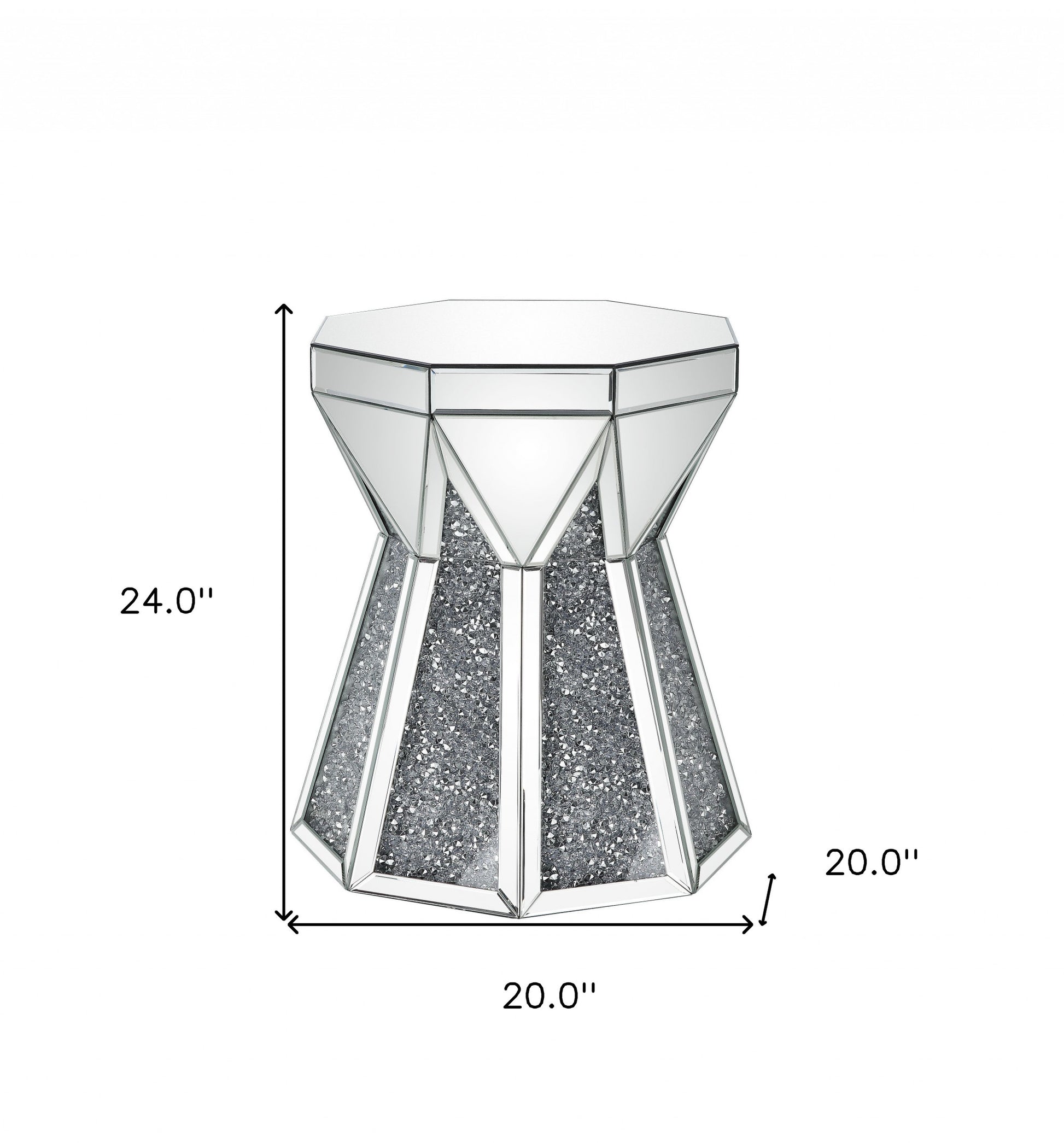 24" Gray And Silver Mirrored Octagon End Table By Homeroots | End Tables | Modishstore - 7