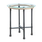 24" Sandy Gray And Clear Glass And Metal Round End Table By Homeroots | End Tables | Modishstore