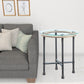 24" Sandy Gray And Clear Glass And Metal Round End Table By Homeroots | End Tables | Modishstore - 3