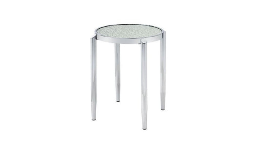 25" Silver Mirrored And Metal Round End Table By Homeroots