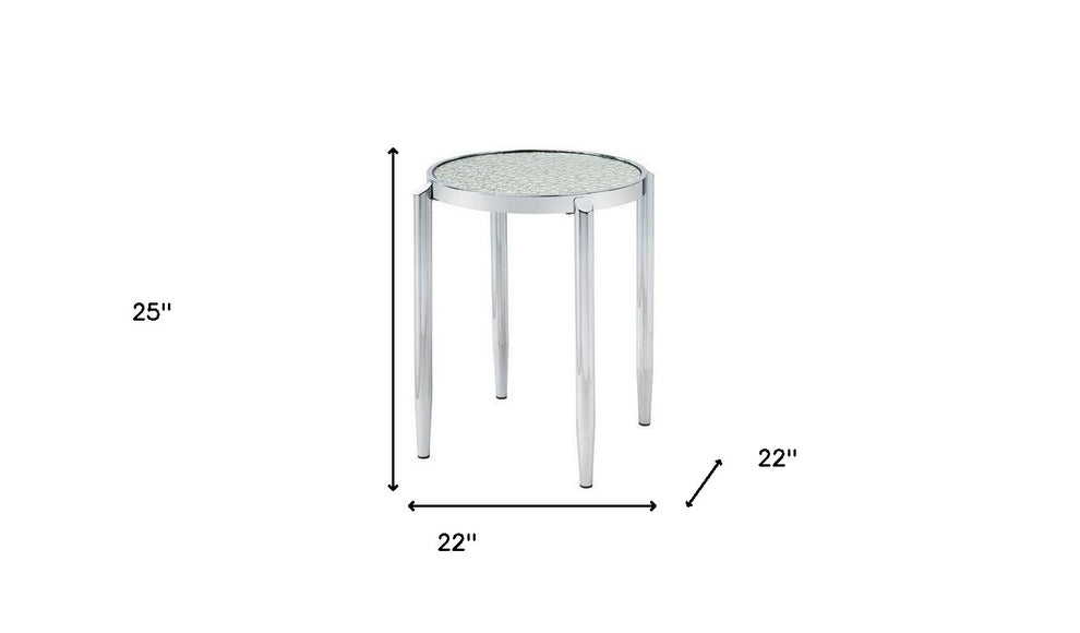 25" Silver Mirrored And Metal Round End Table By Homeroots | End Tables | Modishstore - 5