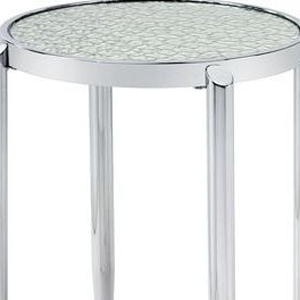 25" Silver Mirrored And Metal Round End Table By Homeroots | End Tables | Modishstore - 3