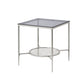 24" Chrome And Clear Glass And Metal Square End Table With Shelf By Homeroots | End Tables | Modishstore