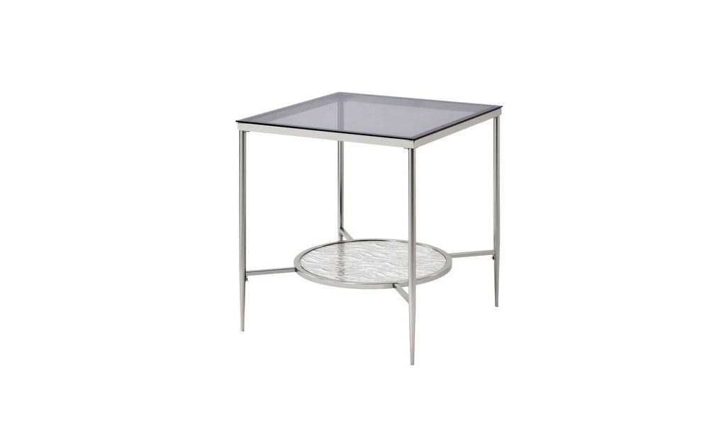 24" Chrome And Clear Glass And Metal Square End Table With Shelf By Homeroots | End Tables | Modishstore