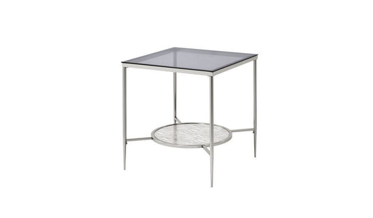 24" Chrome And Clear Glass And Metal Square End Table With Shelf By Homeroots | End Tables | Modishstore