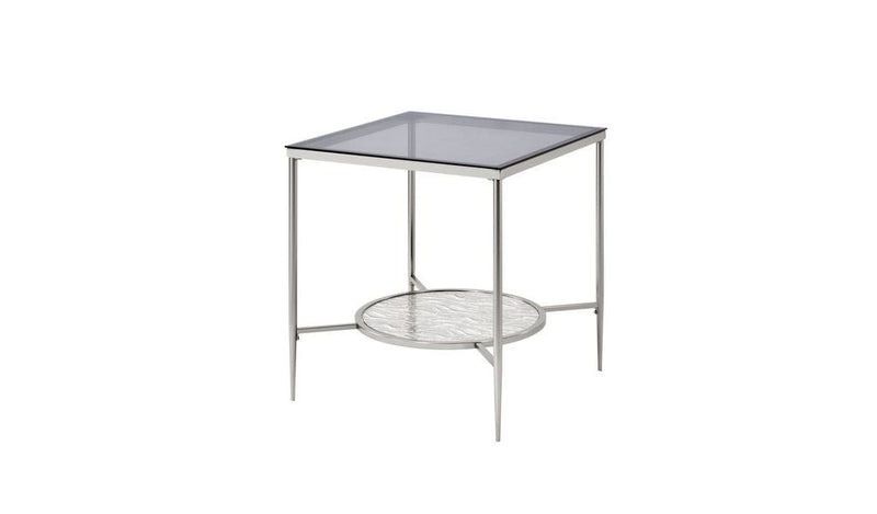 24" Chrome And Clear Glass And Metal Square End Table With Shelf By Homeroots | End Tables | Modishstore