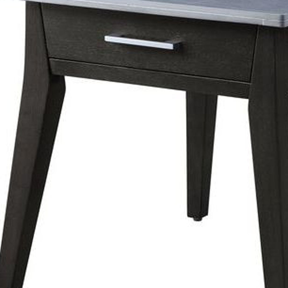 24" Dark Brown And Gray Sintered Stone Manufactured Wood Rectangular End Table With Drawer By Homeroots | End Tables | Modishstore - 3