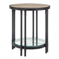 24" Sandy Black And Oak Manufactured Wood And Metal Round End Table With Shelf By Homeroots | End Tables | Modishstore