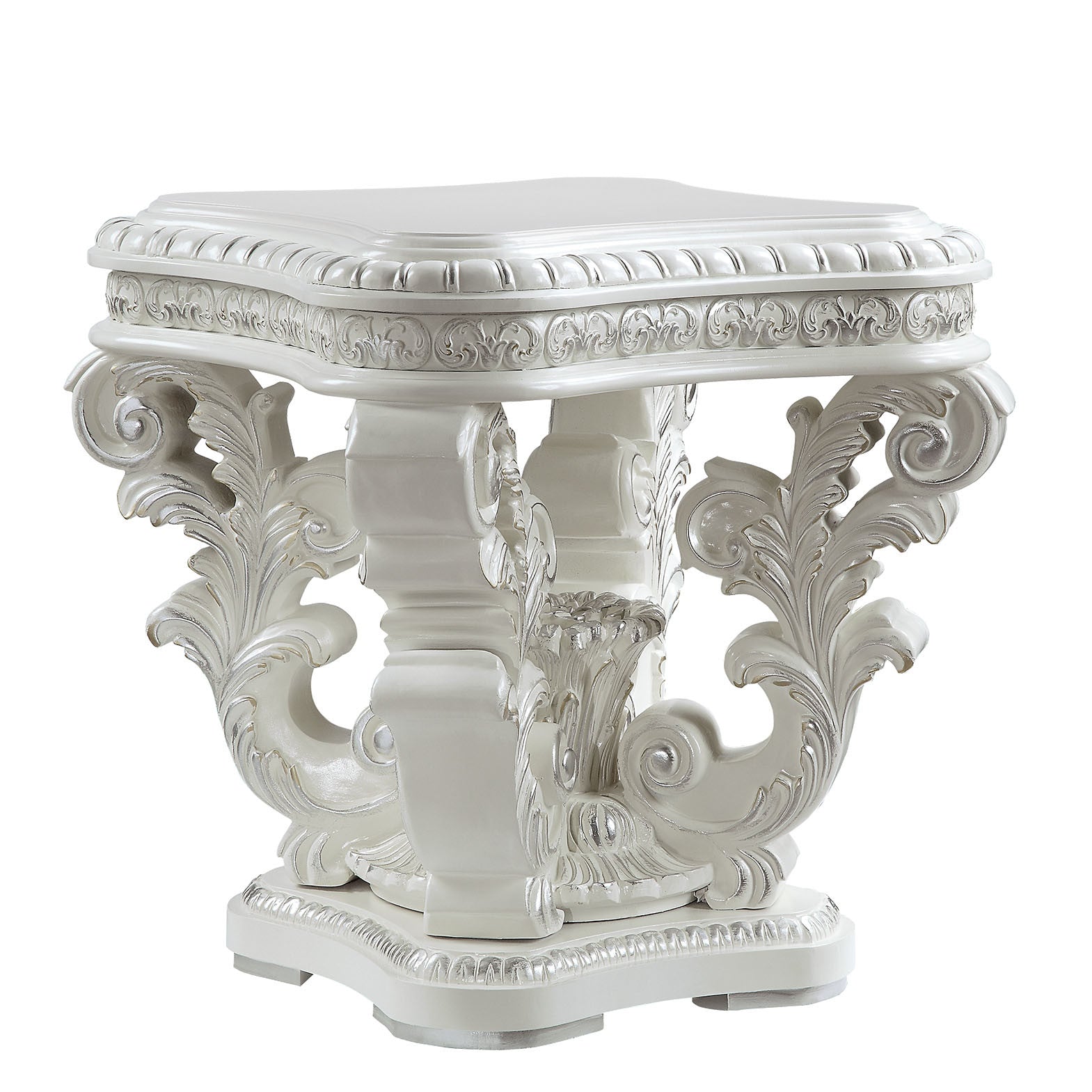 29" Antique White Manufactured Wood And Resin Square End Table By Homeroots | End Tables | Modishstore