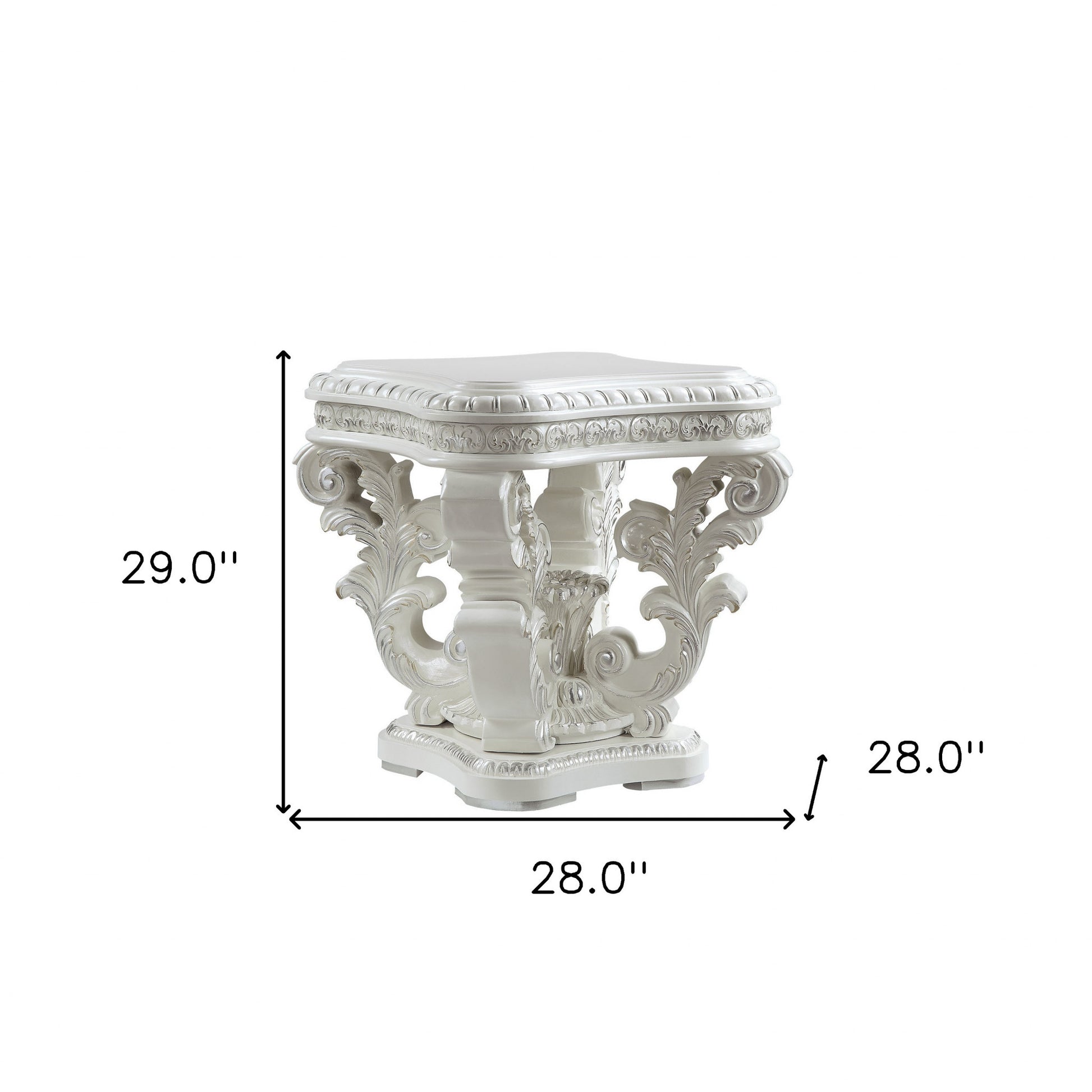 29" Antique White Manufactured Wood And Resin Square End Table By Homeroots | End Tables | Modishstore - 7