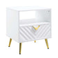 22" White Manufactured Wood And Metal Rectangular End Table With Drawer And Shelf By Homeroots | End Tables | Modishstore