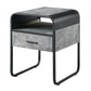 22" Black And Concrete Gray Manufactured Wood And Metal Square End Table With Drawer And Shelf By Homeroots | End Tables | Modishstore - 2