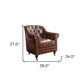 34" Top Grain Leather And Brown Tufted Chesterfield Chair By Homeroots | Armchairs | Modishstore - 7