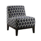 28" Dark Blue Chenille And Black Trellis Slipper Chair By Homeroots | Armchairs | Modishstore