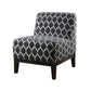 28" Dark Blue Chenille And Black Trellis Slipper Chair By Homeroots