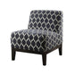 28" Dark Blue Chenille And Black Trellis Slipper Chair By Homeroots | Armchairs | Modishstore - 3