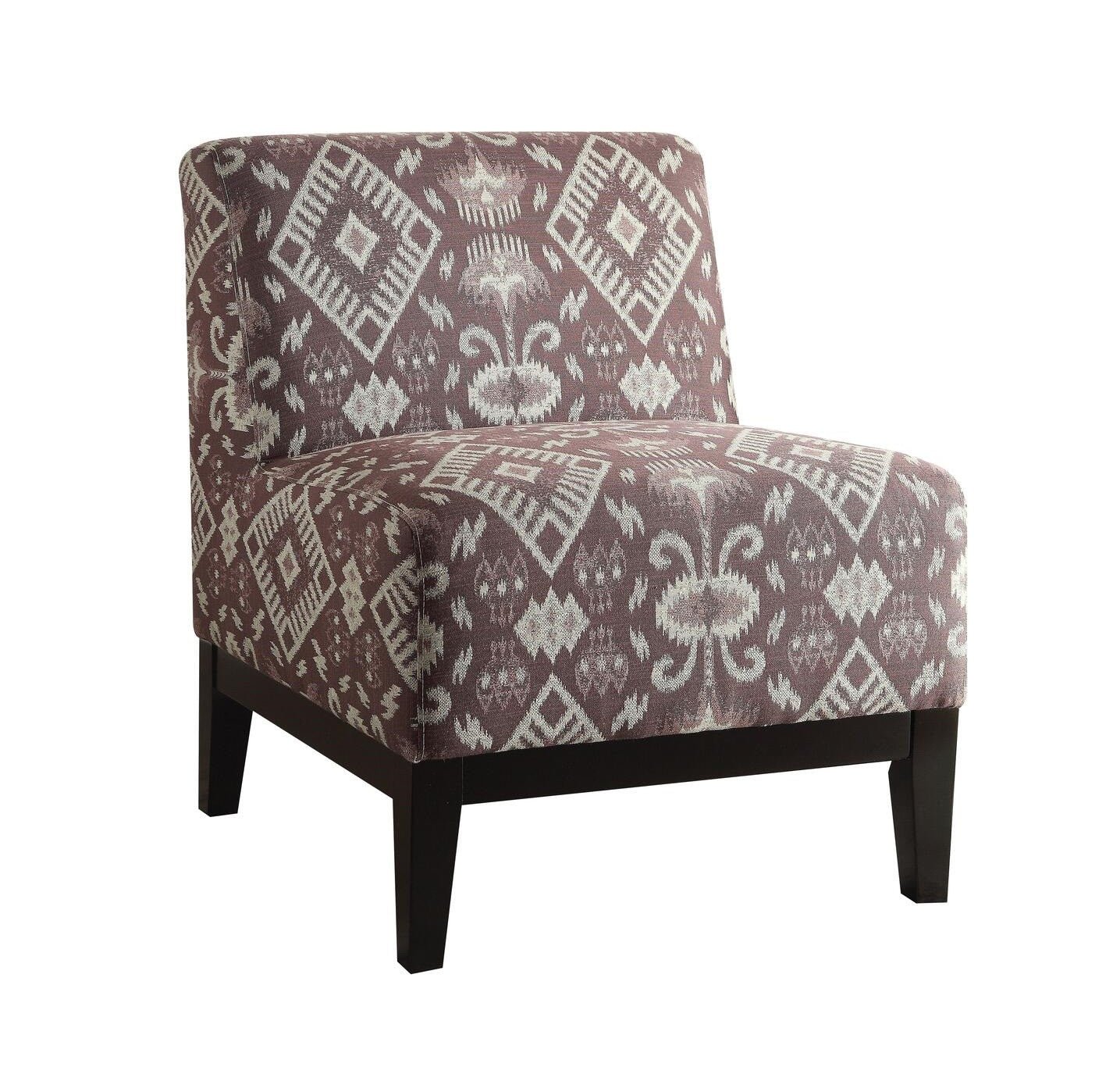 28" Purple Chenille And Black Ikat Slipper Chair By Homeroots | Armchairs | Modishstore