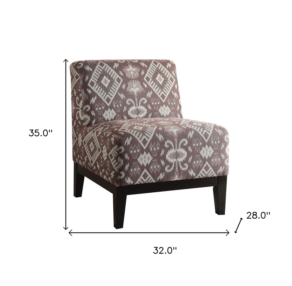 28" Purple Chenille And Black Ikat Slipper Chair By Homeroots | Armchairs | Modishstore - 6