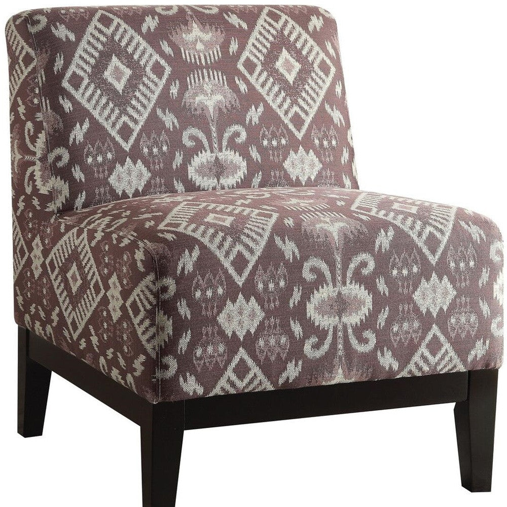 28" Purple Chenille And Black Ikat Slipper Chair By Homeroots | Armchairs | Modishstore - 4