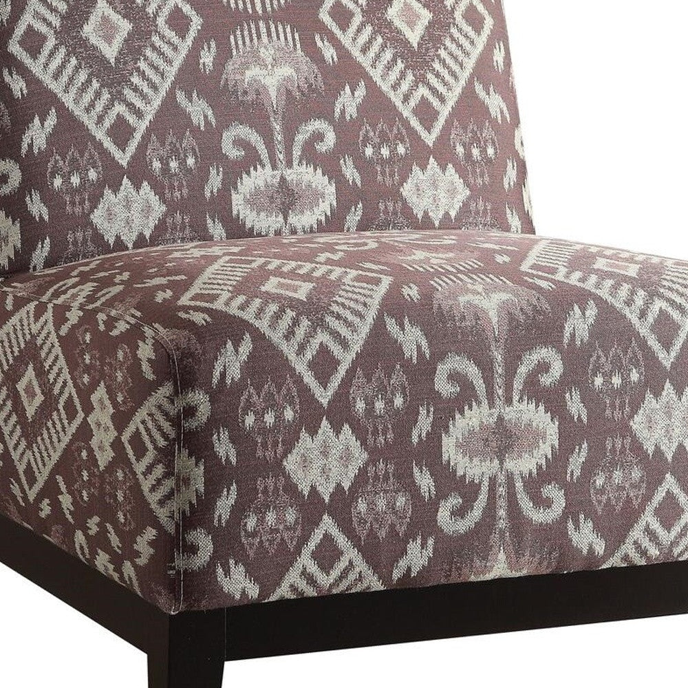28" Purple Chenille And Black Ikat Slipper Chair By Homeroots | Armchairs | Modishstore - 5
