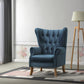 34" Azure Blue Velvet And Brown Solid Color Wingback Chair By Homeroots | Armchairs | Modishstore - 6