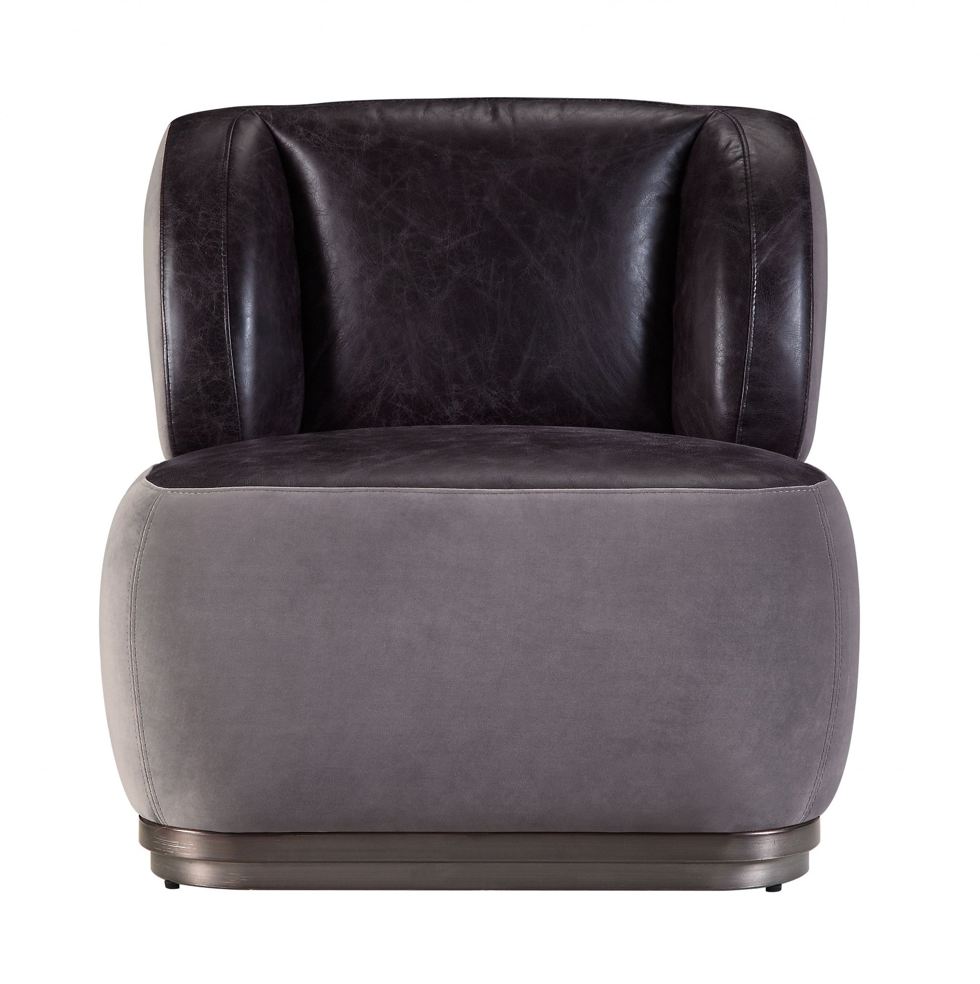 29" Antique Slate Gray Velvet And Brown Solid Color Slipper Chair By Homeroots | Armchairs | Modishstore