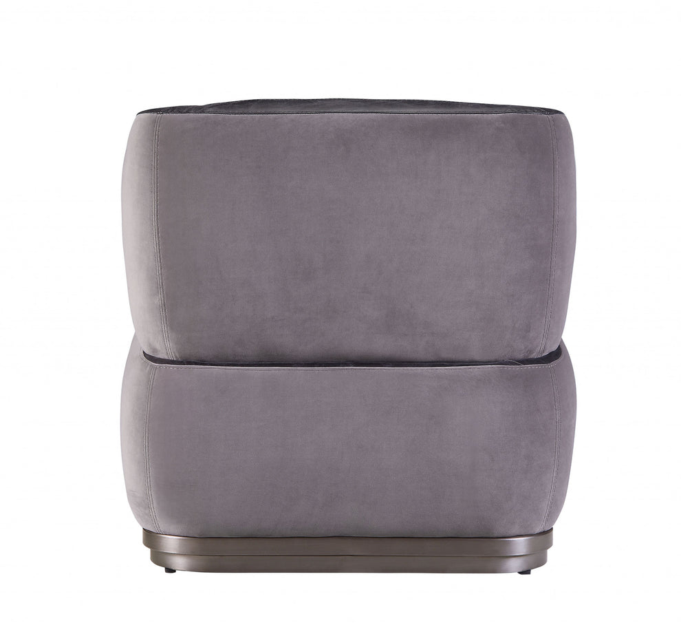 29" Antique Slate Gray Velvet And Brown Solid Color Slipper Chair By Homeroots | Armchairs | Modishstore - 4