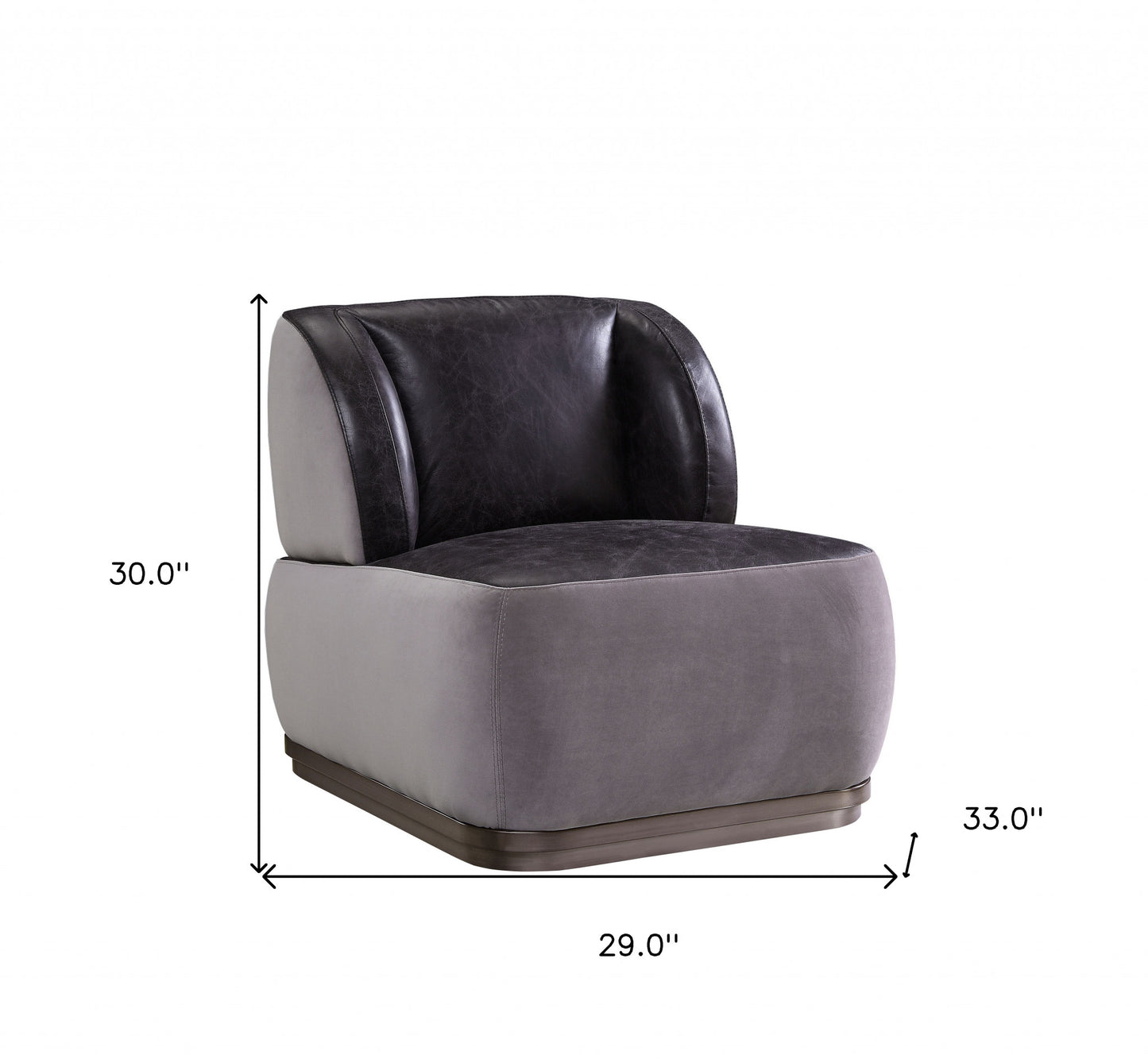 29" Antique Slate Gray Velvet And Brown Solid Color Slipper Chair By Homeroots | Armchairs | Modishstore - 6