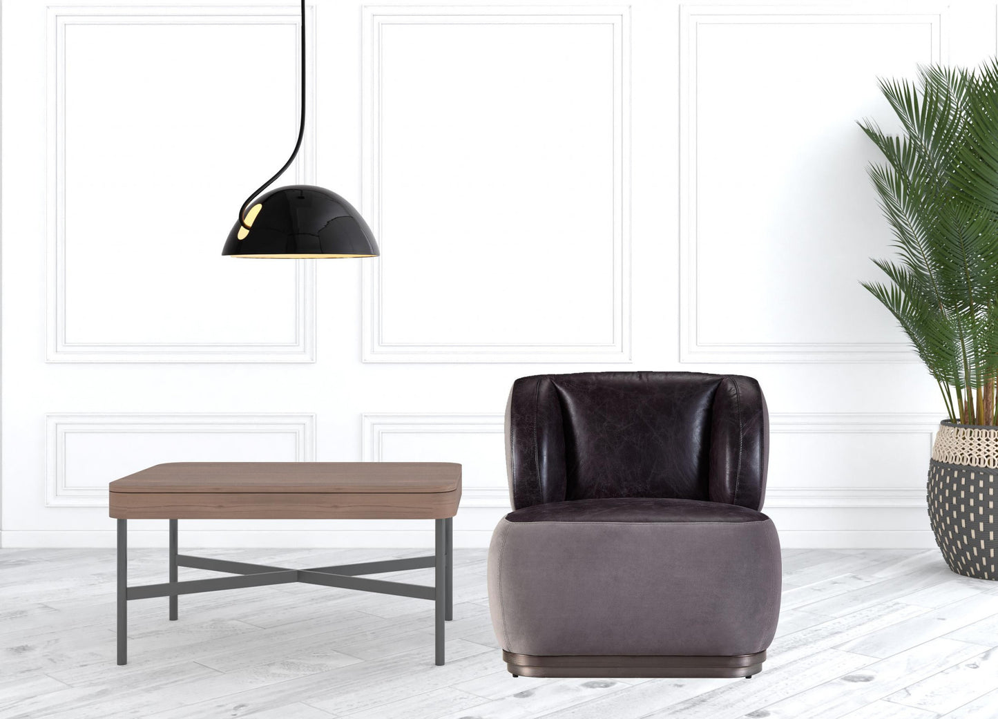 29" Antique Slate Gray Velvet And Brown Solid Color Slipper Chair By Homeroots | Armchairs | Modishstore - 5