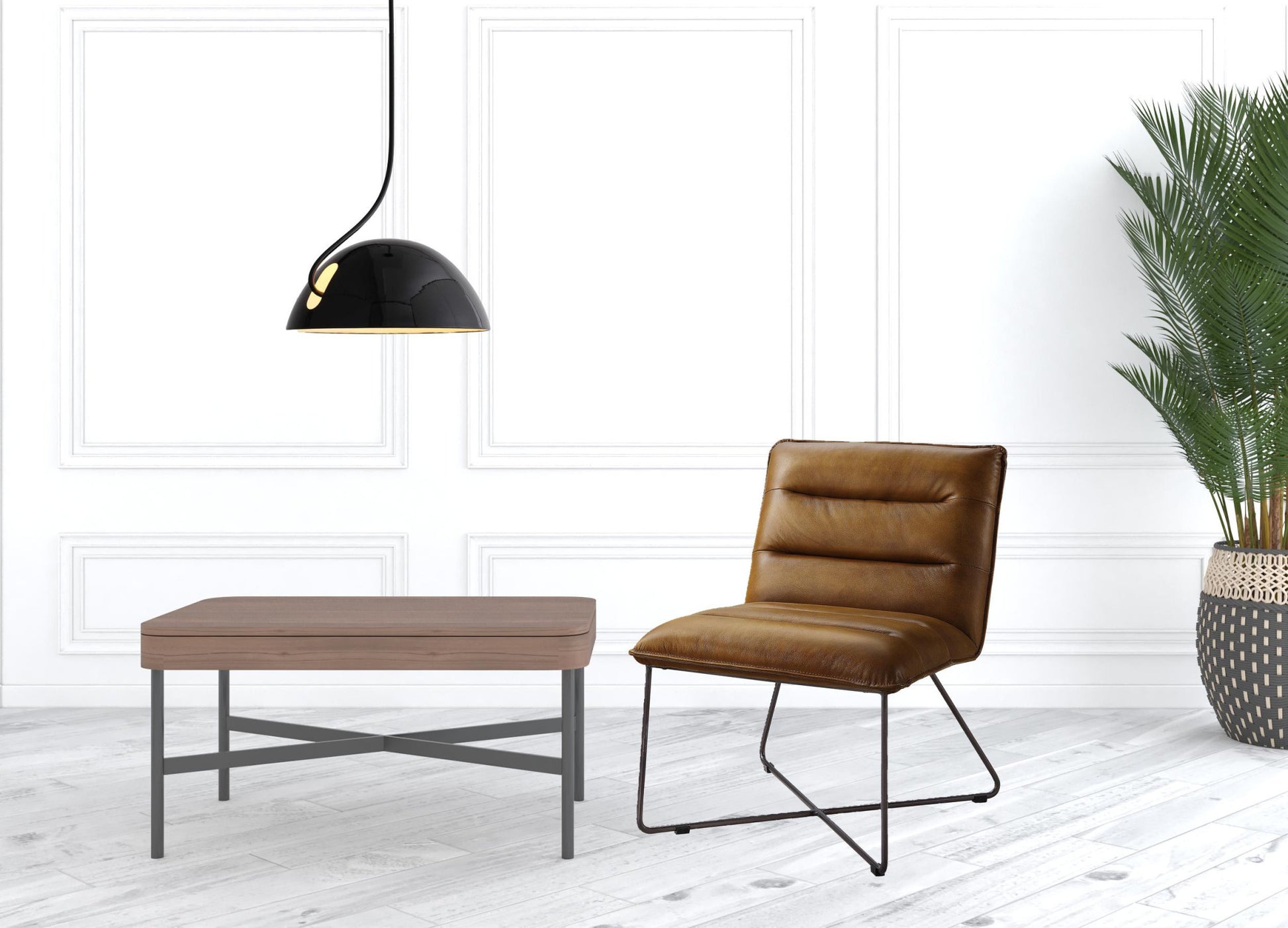 26" Saddle Brown Top Grain Leather And Brown Solid Color Slipper Chair By Homeroots | Armchairs | Modishstore - 5