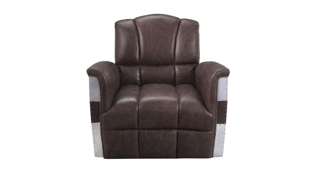 35" Retro Brown Top Grain Leather And Steel Patchwork Club Chair By Homeroots | Armchairs | Modishstore