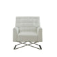 34" White Faux Leather And Steel Solid Color Club Chair By Homeroots