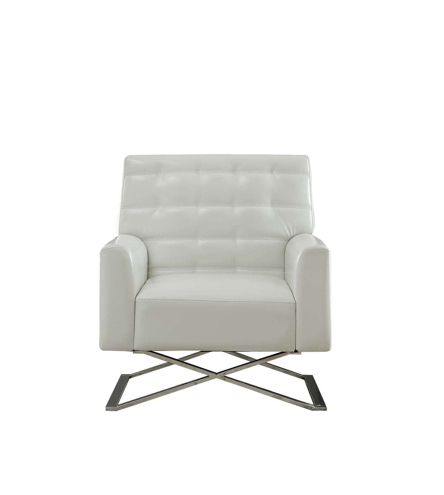 34" White Faux Leather And Steel Solid Color Club Chair By Homeroots | Armchairs | Modishstore