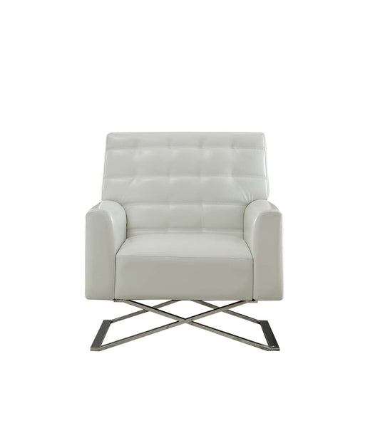 34" White Faux Leather And Steel Solid Color Club Chair By Homeroots | Armchairs | Modishstore