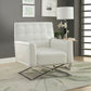 34" White Faux Leather And Steel Solid Color Club Chair By Homeroots | Armchairs | Modishstore - 6