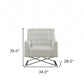 34" White Faux Leather And Steel Solid Color Club Chair By Homeroots | Armchairs | Modishstore - 7