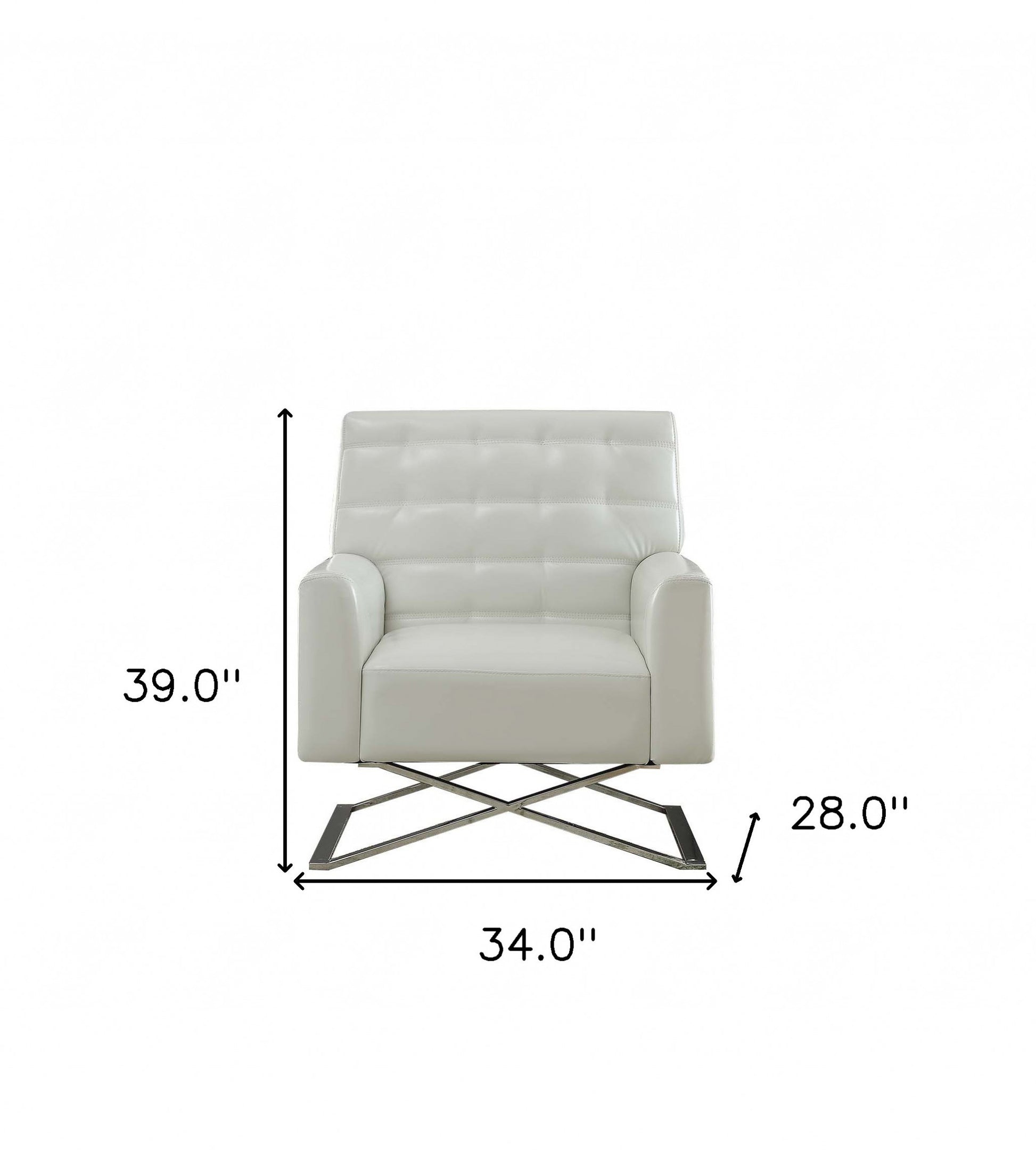 34" White Faux Leather And Steel Solid Color Club Chair By Homeroots | Armchairs | Modishstore - 7