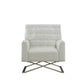 34" White Faux Leather And Steel Solid Color Club Chair By Homeroots | Armchairs | Modishstore - 3