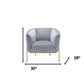 30" Gray Velvet And Gold Solid Color Barrel Chair By Homeroots | Armchairs | Modishstore - 5