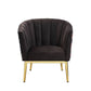 31" Black Velvet And Gold Striped Barrel Chair By Homeroots | Armchairs | Modishstore