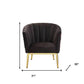31" Black Velvet And Gold Striped Barrel Chair By Homeroots | Armchairs | Modishstore - 5