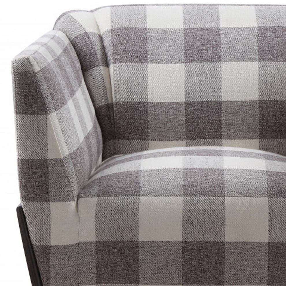 32" Grey And Light Grey 100% Polyester And Brown Patchwork Club Chair By Homeroots | Armchairs | Modishstore - 5